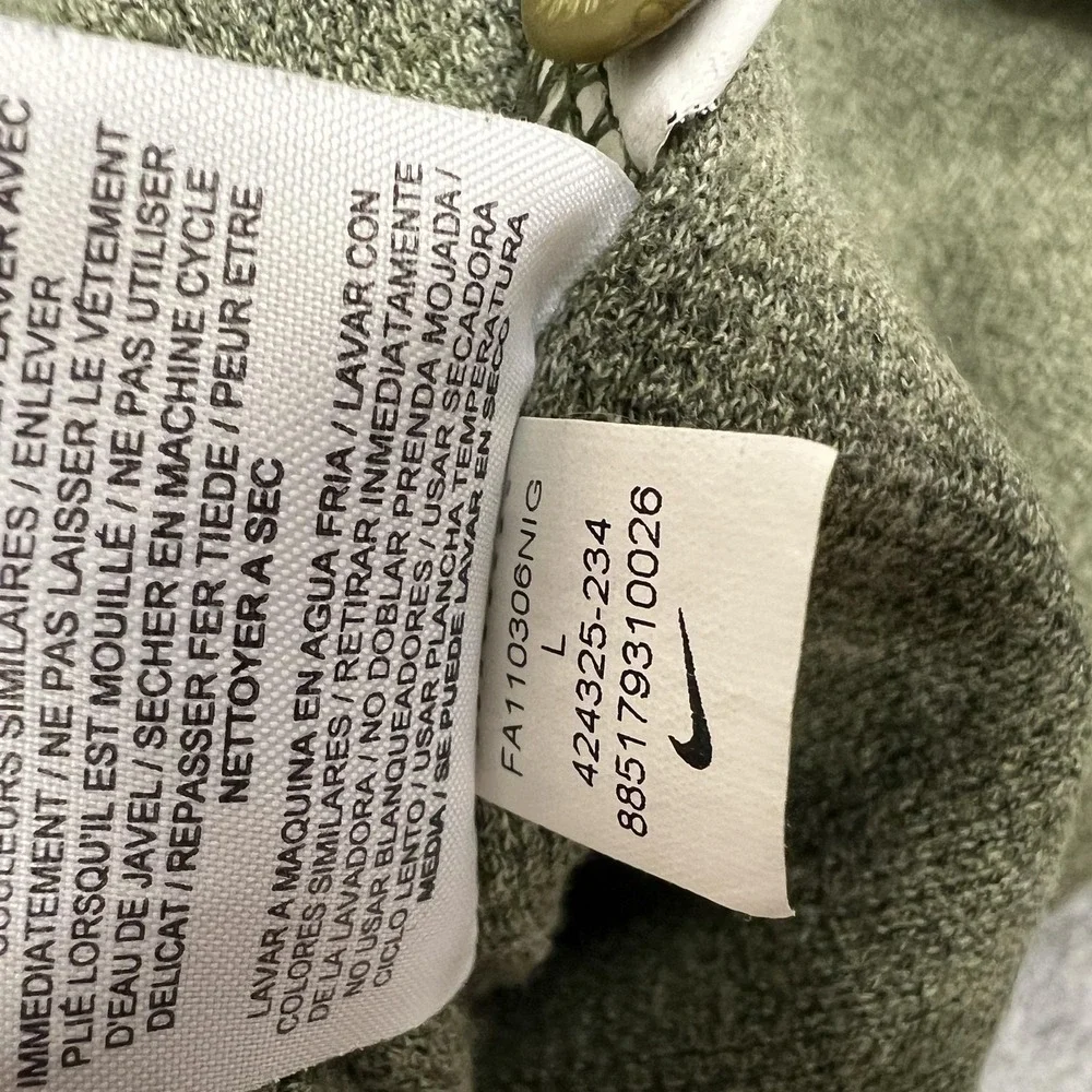 Nike Shirt Mens L Green Henley Crew Button Knit Pullover Thermal 6.0 Y2K